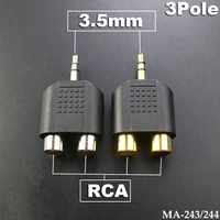 1pcs 3 5mm trs to rca splitter adapter gold plated 3 5mm male stereo to 2x rca female jack y plug audio connector converter