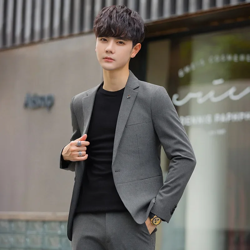 Мужские повседневные блейзеры в западном стиле приталенный Стильный костюм из