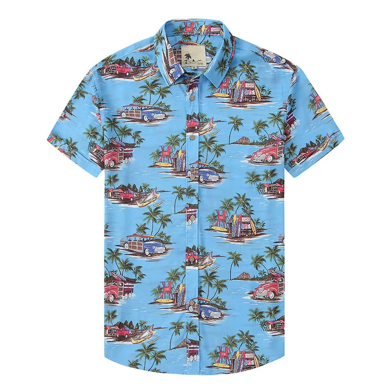 2022 Summer Casual Loose Plus Large Size Shirt Men's Hawaii Beach Vacation Shirt Floral Printing Short-Sleeved