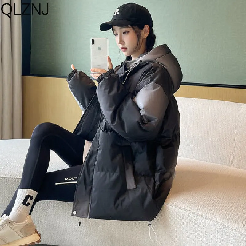 Winter Thick Warm Gradient Parkas Men Clothing 2023 Fashion Zipper Hooded Coats Women Cotton Padded Jacket Unisex Oversize Parka