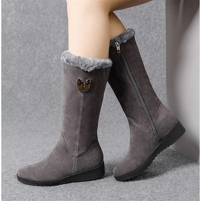 Low-heeled Gladiator 2022 New Winter Mature Warmth Mujer Botas Zipper Fashion Motorcycle Boots Designer Platform Women's Shoes