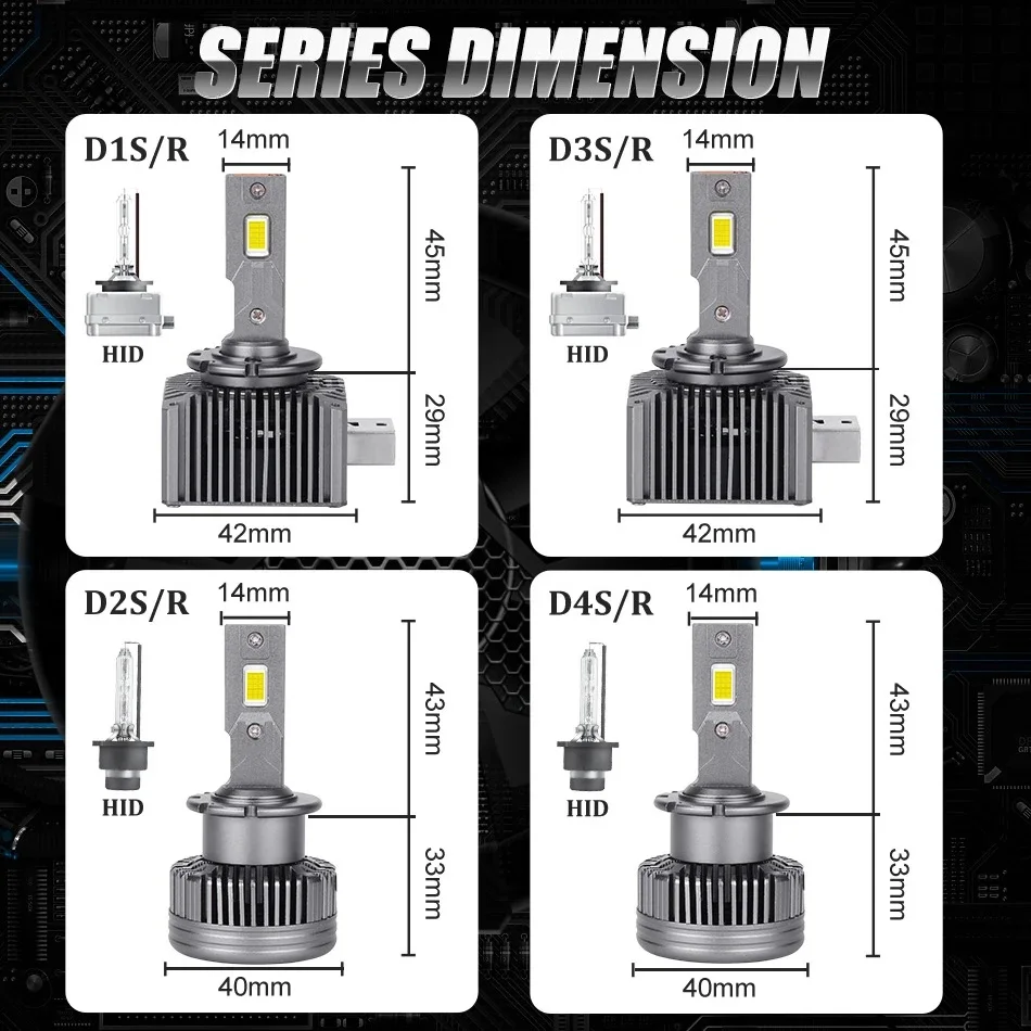 D1S Led Headlight D3S Canbus Bulbs CSP D4S D5S D2S D8S 40000LM 90W Super Bright D1R D4R D2R D3R D Series Car Bulb