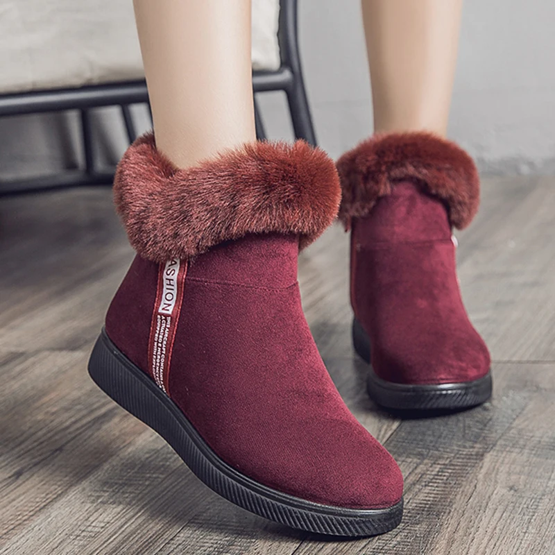 

Snow Women Boots Plush Shoes Woman Zipper Women Shoes Fashion Ankle Boots Platform New Warm Winter Woman Boots Botas Mujer