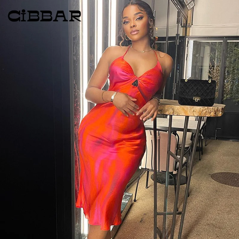 

Вечерние платья CIBBAR на шнуровке с лямкой на шее, женское элегантное ТРАПЕЦИЕВИДНОЕ облегающее вечернее платье миди с открытой спиной и V-обр...