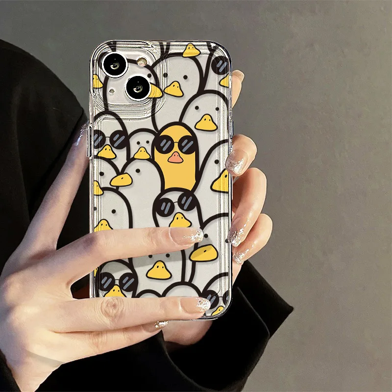 Фото Милый чехол с мультяшной уткой для девочек для IPhone 17 Pro Max 17 Air 16e 15 11 12 13 14 16 Pro Max X XR XS Специальный стильный защитный чехол №3