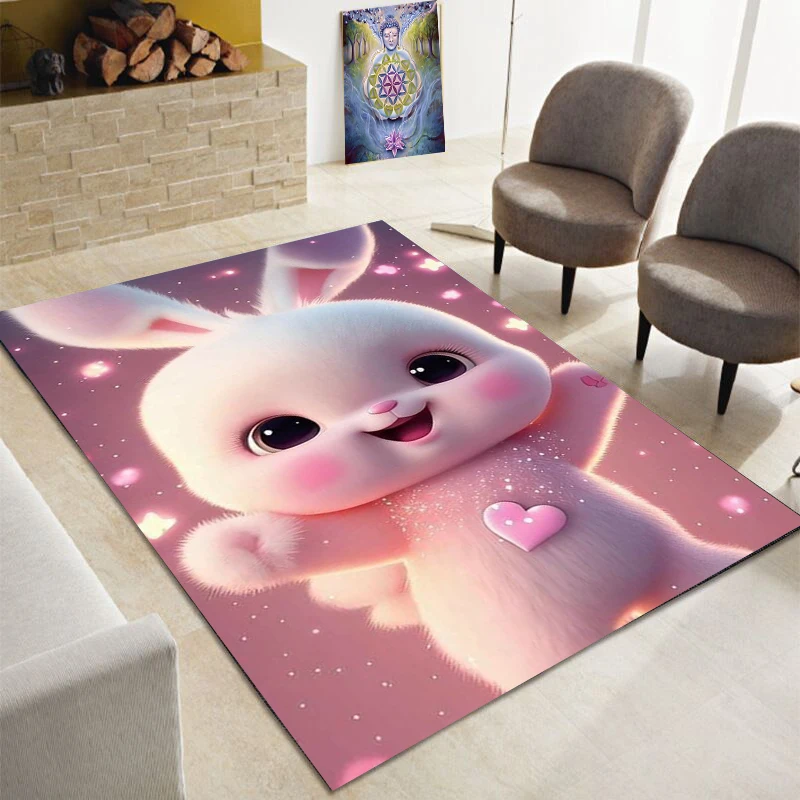 Cartoon cute bunny print carpet bedroom family living room office bathroom mat and birthday gift