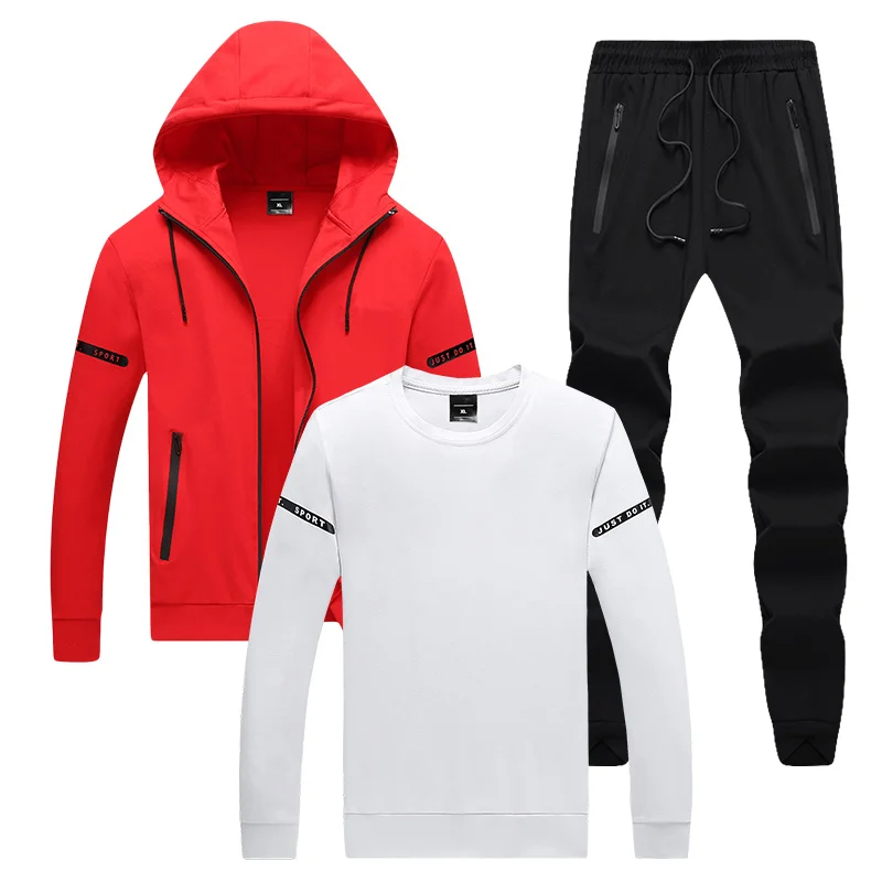 Hi-Q Cotton Men's Tracksuit Hooded Football Team Men's Sets of 2 or 3 Includes Cardigan, T-shirt and Sweat Pants for Spring/Fall