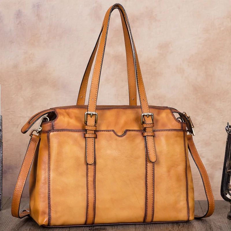 

Женский кожаный портфель в стиле ретро, сумка-мессенджер на плечо, вместительная квадратная сумка из воловьей кожи первого слоя