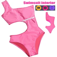 fff 2021 new sexy one piece swimsuit women swimwear cropped summer pink letters brand print swim suit beach wear female