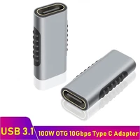 100w metal usb type c adapter otg 10gbps data transfer type c to usb c female converter for 4k vedio macbook pro laptop phone