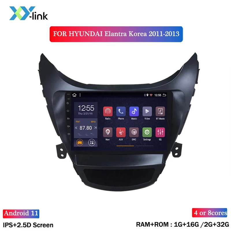Автомагнитола Android Dvd-плеер Gps-навигация Мультимедийная система для Hyundai Elantra 2011-2013