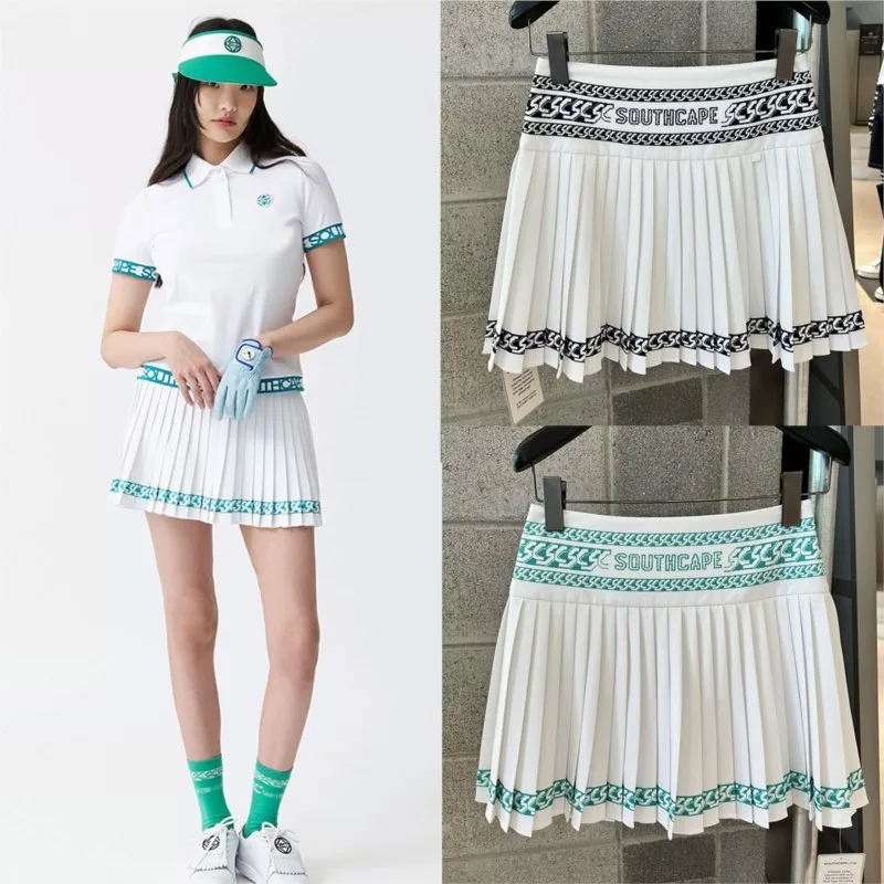 

Women Golf High Waisted Pleated Skirt Plain Plaid A-line Mini Skirt Skater Tennis School Uniform Skirts Lining Shorts