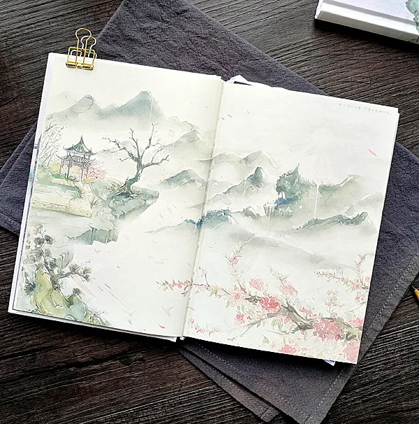 

Chinese Flower Weekly Creative Scrapbook Planner Hardcover Diary Gift Kawaii Style Notebook Color Christmas Handbook Inside Page