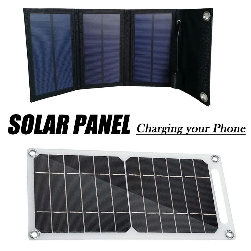 

Solar Panel Backup Charger Portable 5V USB Output Outdoor Solar Plate Charging for Mobile Phone Power Bank Hiking Camping Home