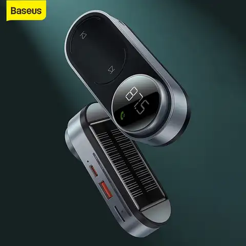Baseus Солнечный FM передатчик модулятор для Bluetooth 5.0 беспроводной Автомобильный MP3-плеер USB диск музыкальный плеер AUX Handsfree автомобильный компле...