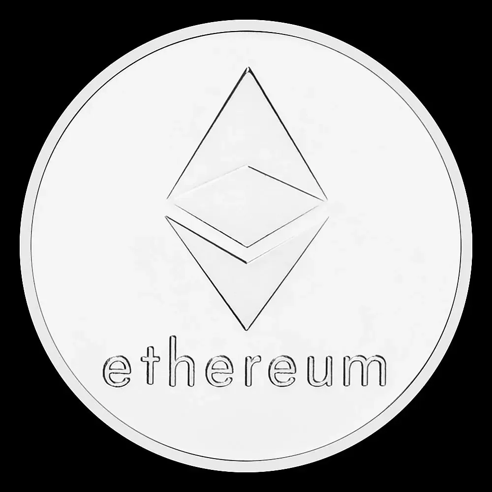 Посеребренная ETH узорная Эфиум Биткойн с тиснением Стерео Цифровая валютная