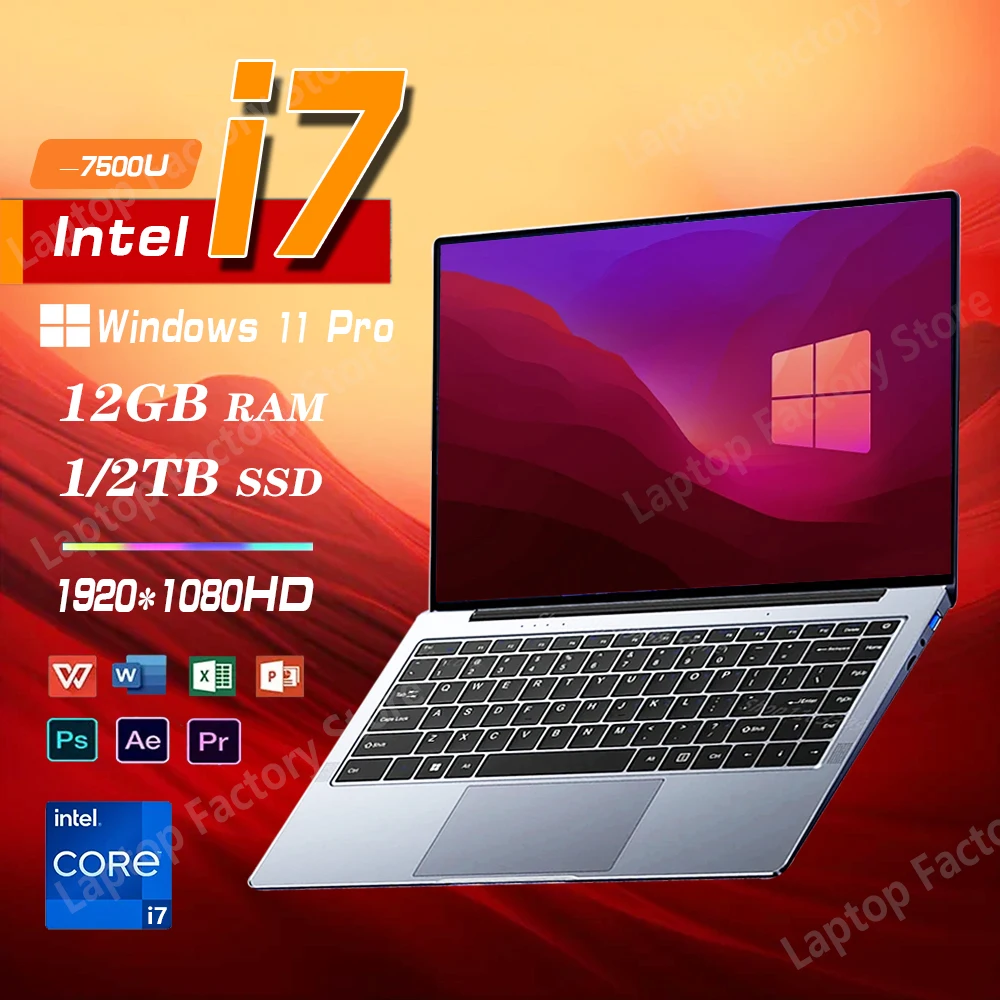 Ноутбук с Windows 11, 12 ГБ ОЗУ, 1 ТБ SSD, Intel CORE i7 7500U ...