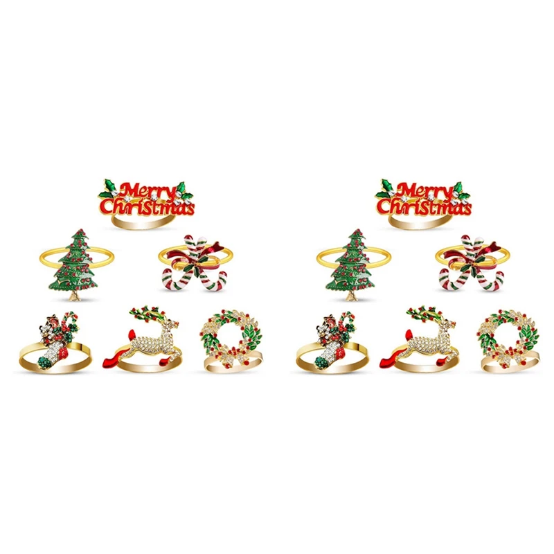 

Christmas Napkin Rings Of Set 12, Delicate Table Decors For Christmas Holiday Wedding Banquet Birthday Daily Table Deco