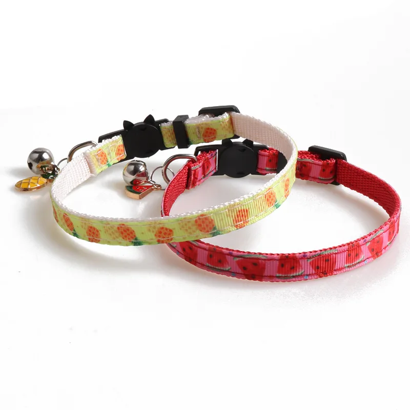 

Summer Fruit Cat Collar Nylon Webbing Collar Cat Necklace Cat Collar Personalized Fruit with Pendant Bell Dog Collar Per Collars