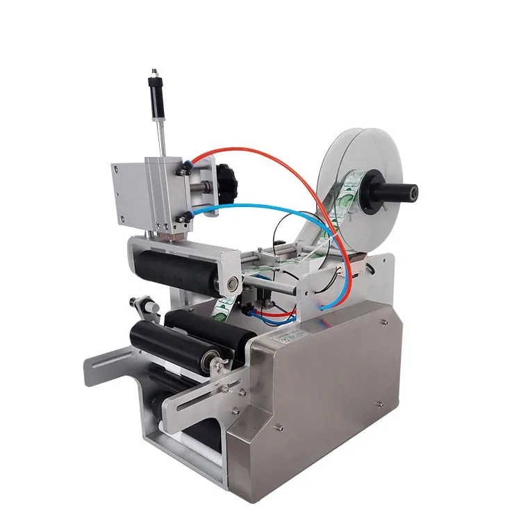 

LT-80 Pneumatic Tabletop Semi-automatic Small Plastic Round Bottle Labeling Machine Printing Auto Sticker Labeler Machines