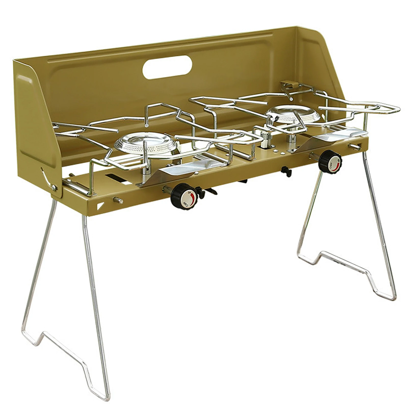 

2000W High Power Camping Stove Outdoor Windproof Folding Picnic Camping Gas Stove with 2 Burners and 3-sided wind guards