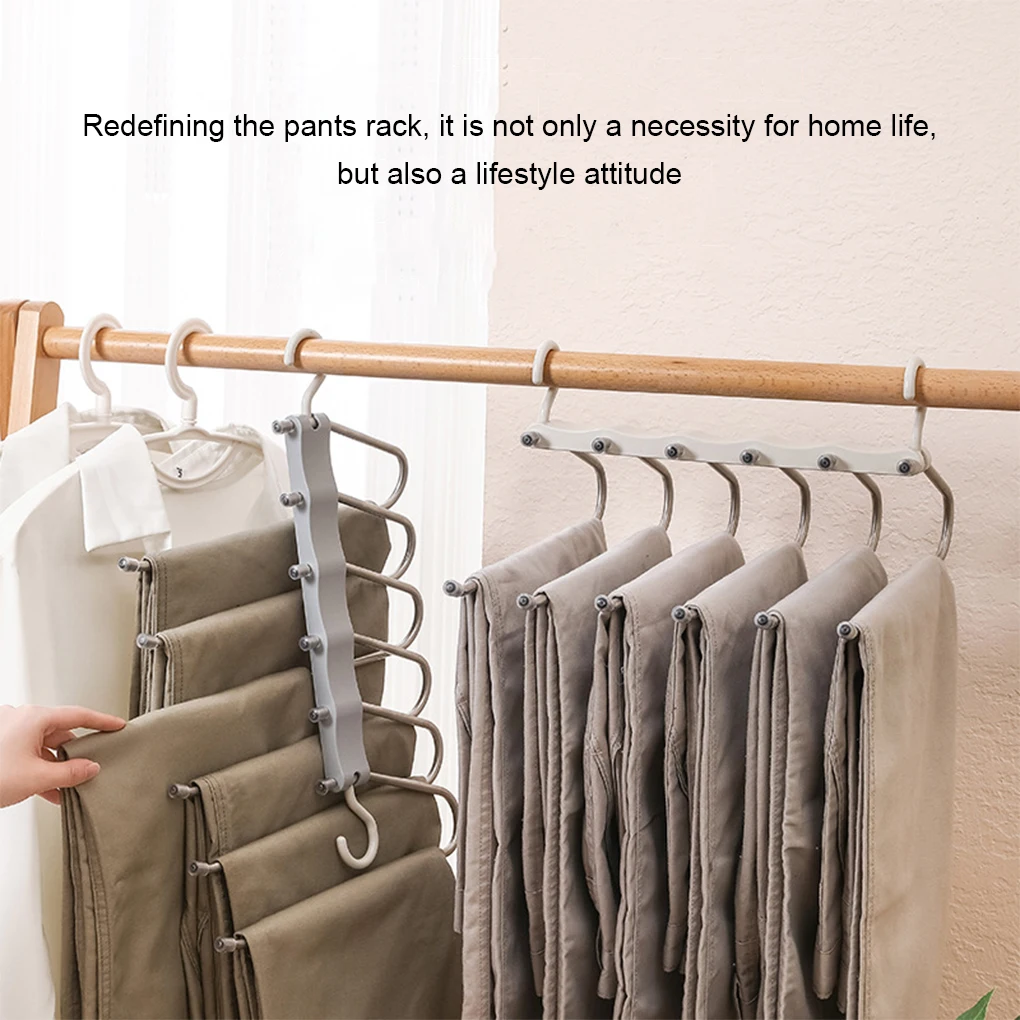

6 in 1 Pants Hanger Trouser Clothes Shelves Stainless Steel Home Wardrobe Space Saving Organizing Trouser Holder