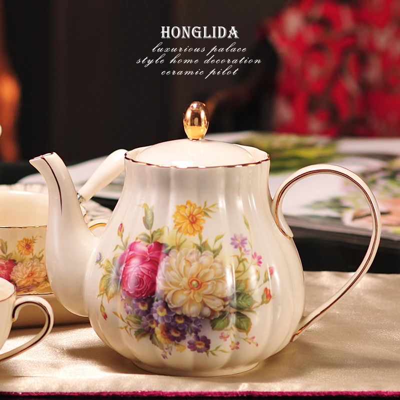 

European milk brewing teapot coffee pot ceramic tea pot single large pot coffee with flower tea cool kettle