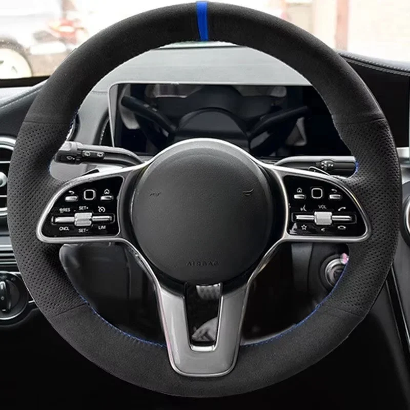 

Замшевый чехол на руль автомобиля для Mercedes Benz A C E S G Class W177 W205 W213 W222 W463, чехол на ручку салона, автомобильные аксессуары