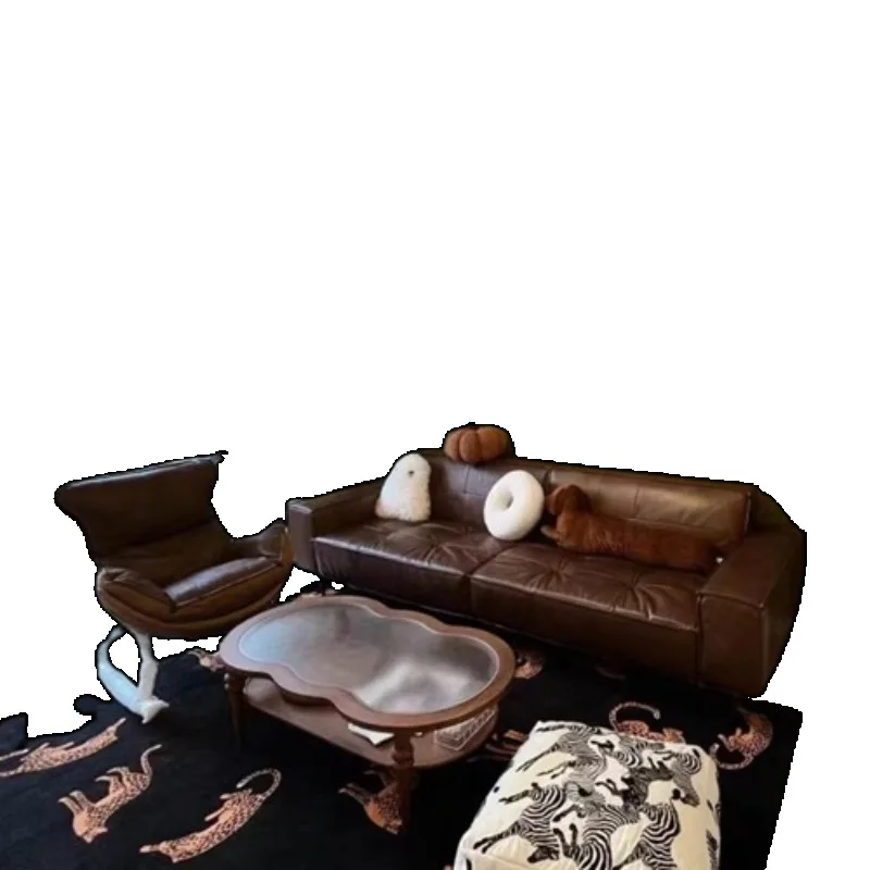 Современные кожаные диваны для гостиной в скандинавском стиле минималистичный