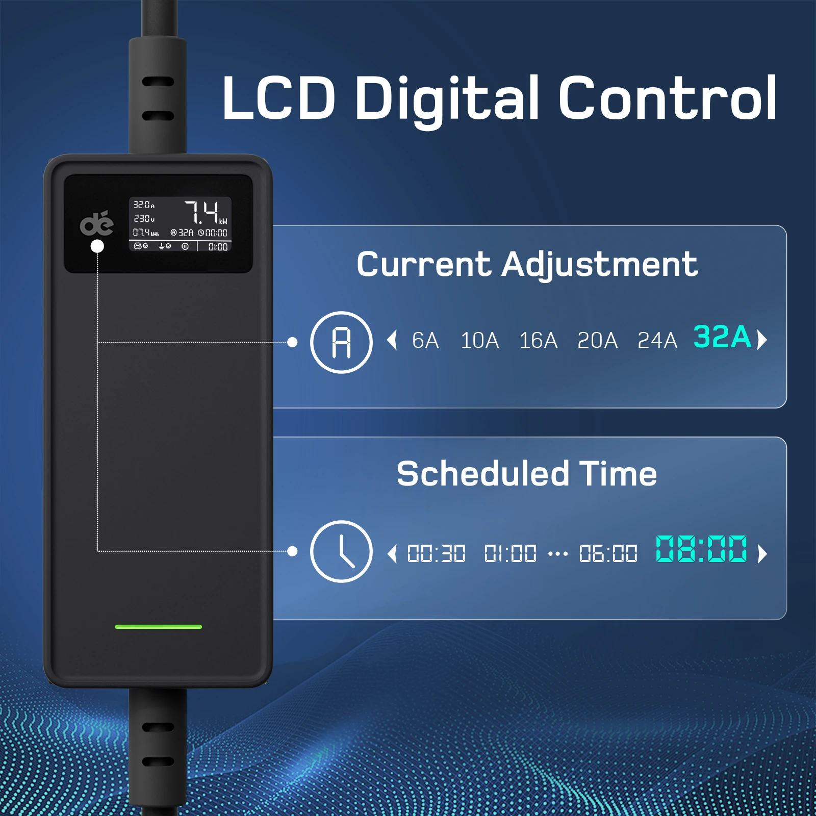 dé Портативное зарядное устройство для электромобилей э тип 2 7 кВт 32 А 1-фазный с