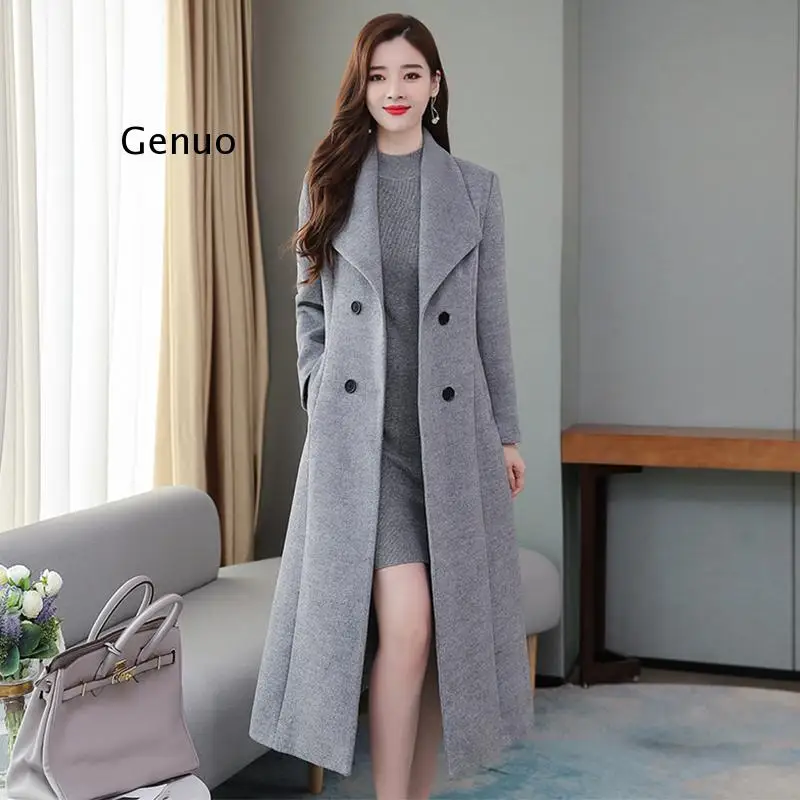 Высококачественное зимнее кашемировое длинное пальто в винтажном стиле осень 2022