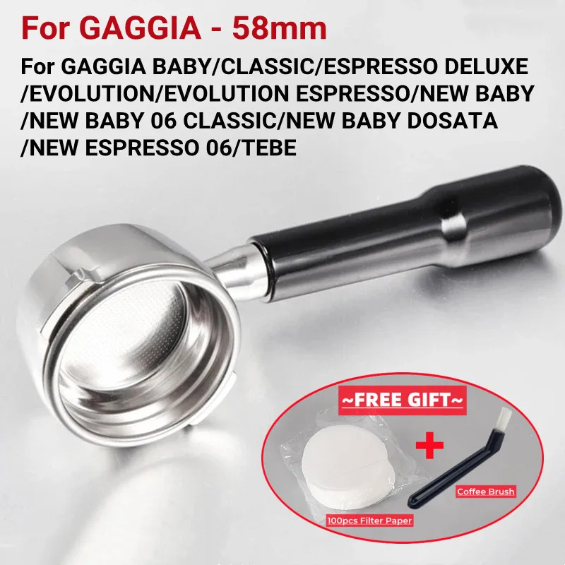 

Coffee Bottomless Portafilter Holder For GAGGIA BABY/CLASSIC/EVOLUTION/NEW BABY 58MM Filter Basket Expresso Barista Accessory