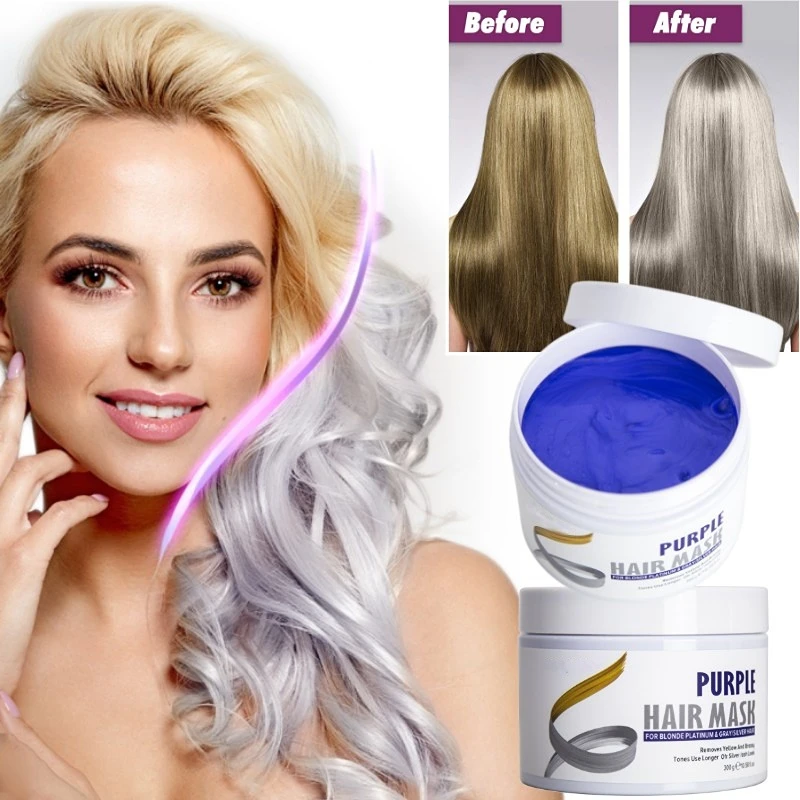 

Purple Hair Mask Violet Blue Protein Deep Conditioner Treatment Toner for Blonde Platinum Silver Gray Ash Brown Dry Damaged Hair