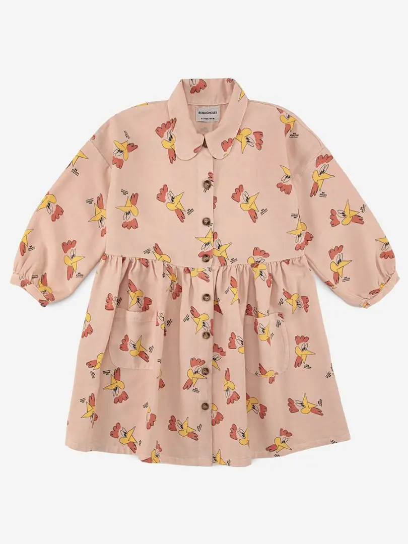 Pre-sale Kids Girls Dress Bobo 2022 Autumn Winter New Baby Children Flowers Printed Long-sleeved Fashion Long Dresses For Girl