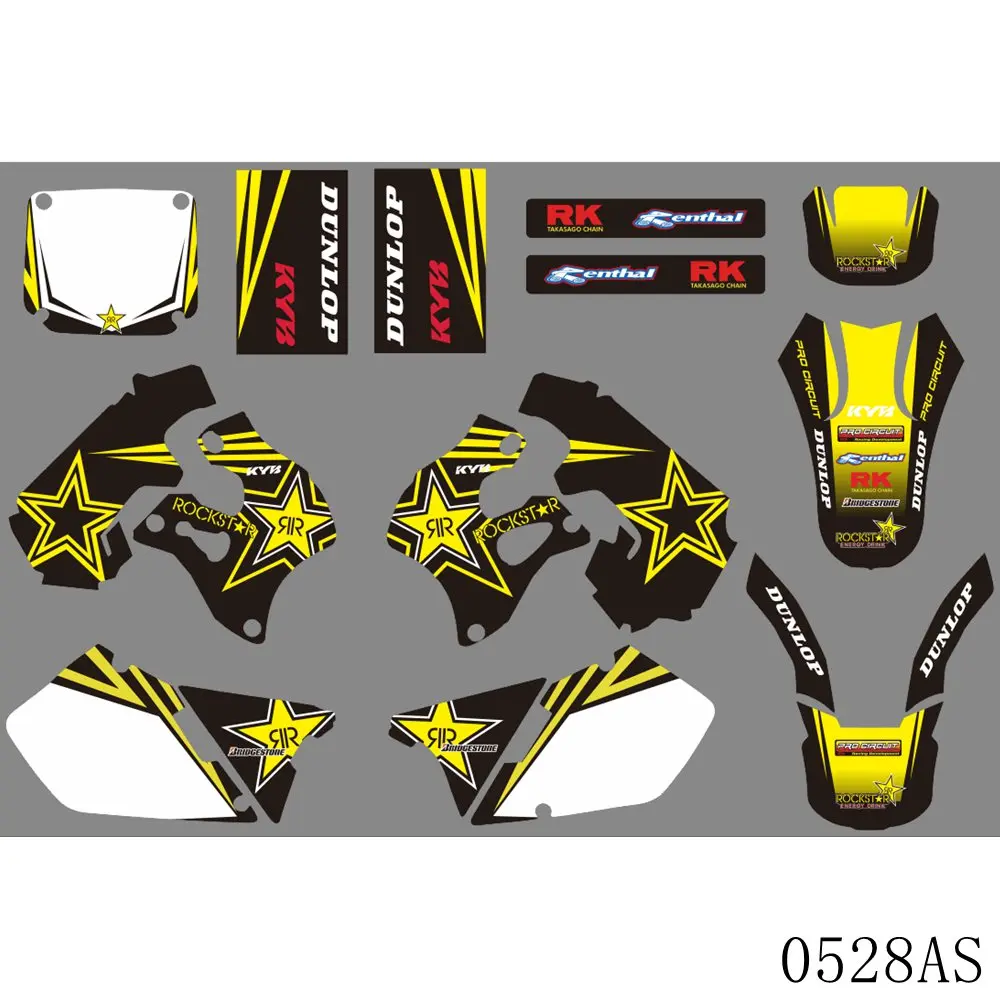

Full Graphics Decals Stickers Motorcycle Background Custom Number Name For SUZUKI RM125 RM250 RM 125 RM 250 1996 1997 1998