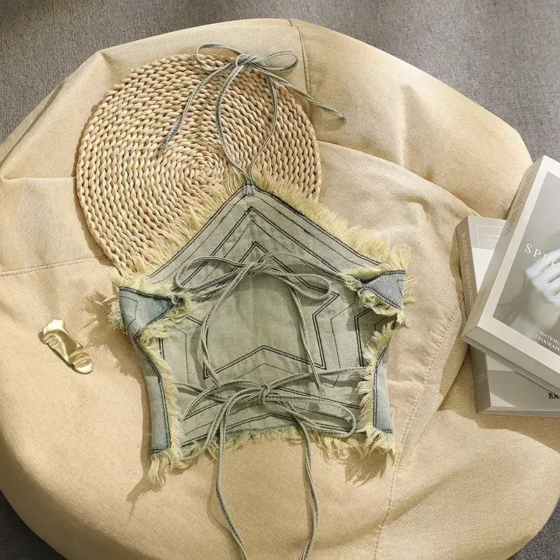 CINESSD Французский шикарный дизайн Sense Niche Dopamine Сексуальная джинсовая майка Женский