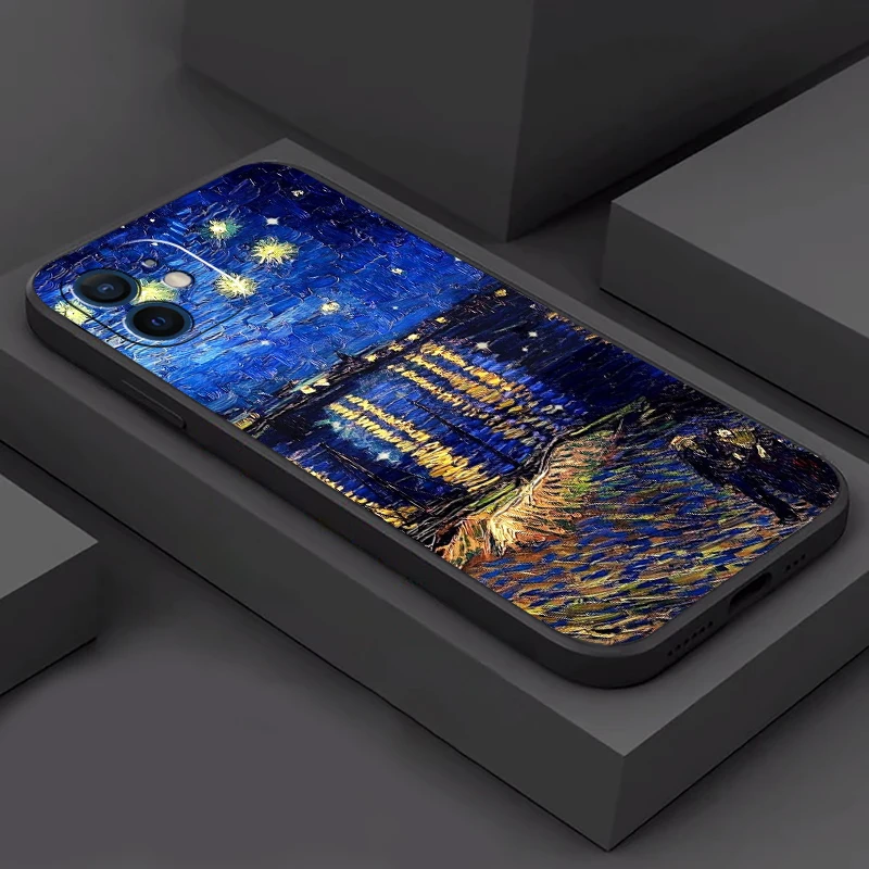 vintage landscape oil painting phone case for funda iphone 13 11 pro max 12 mini x xr xs max se 2020 coque celular free global shipping