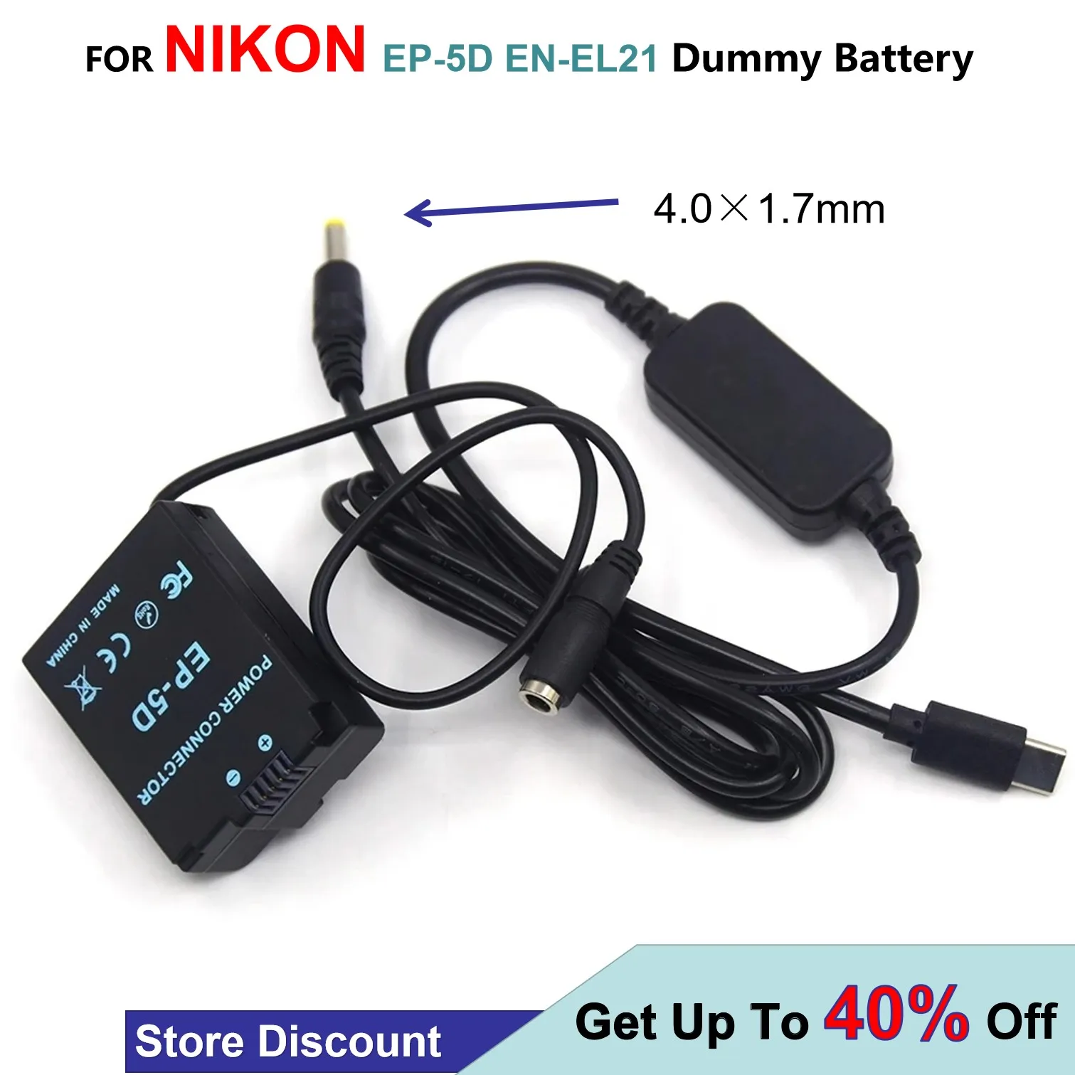 

EP-5D DC Coupler ENEL21 EN-EL21 Dummy Battery Grip USB Type C USB-PD Converter To DC Cable For Nikon 1 V2 1V2