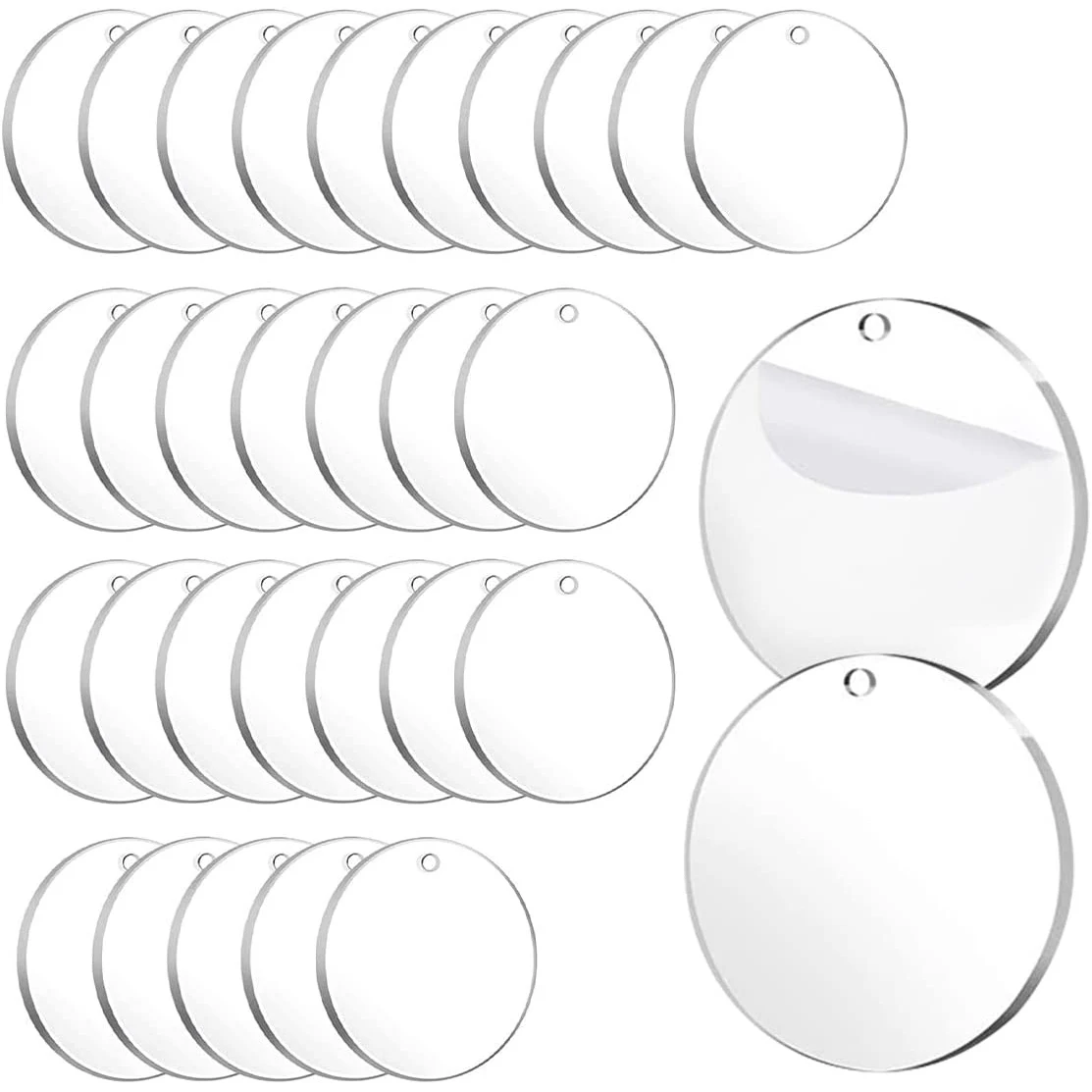 

15/30/50PCS Clear Acrylic Circle Disc with Hole for Painting, Round Acrylic Sheet Blanks Ornaments for DIY, Art Craft, Engraving