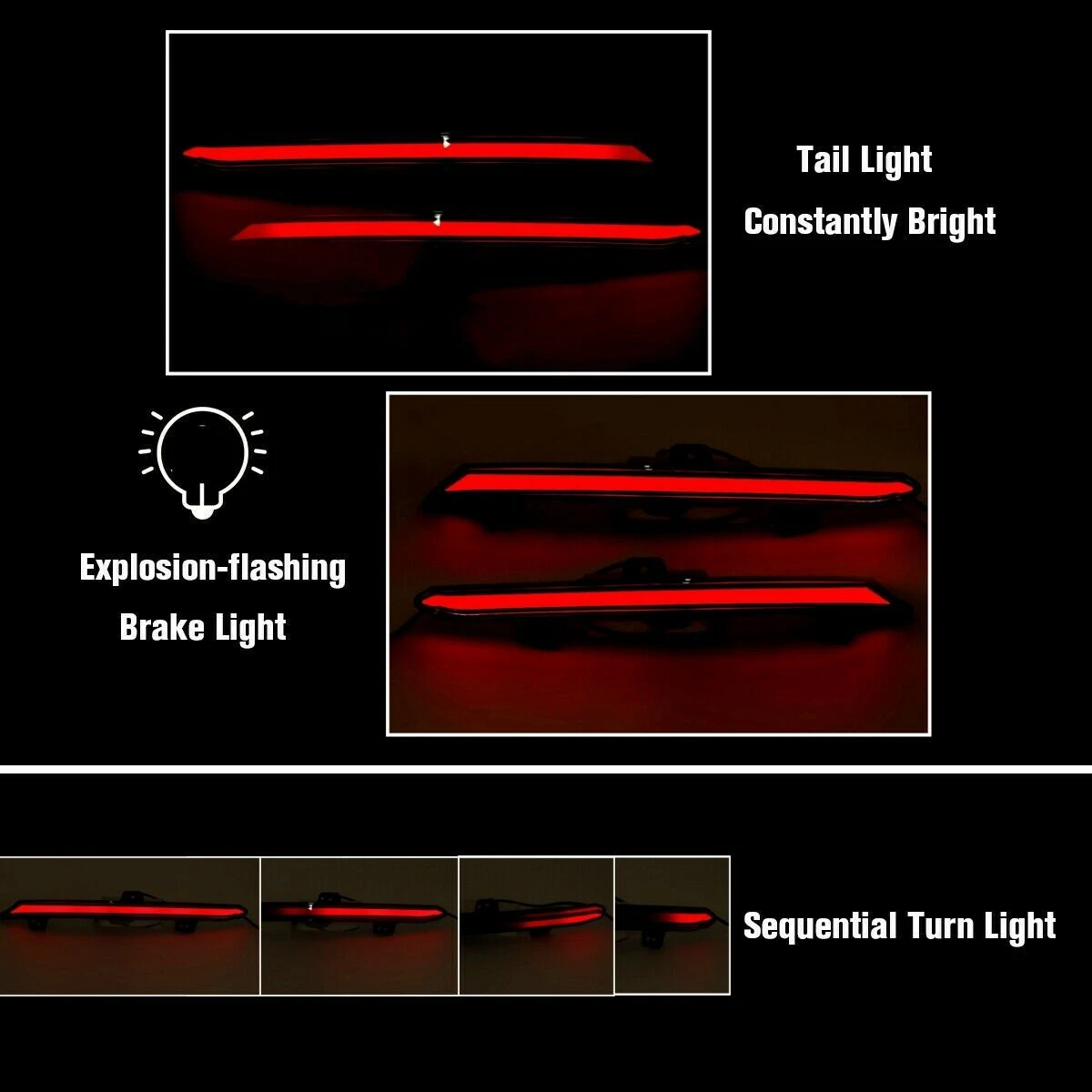 Дымчатый отражатель заднего бампера стоп-сигнал последовательная вспышка