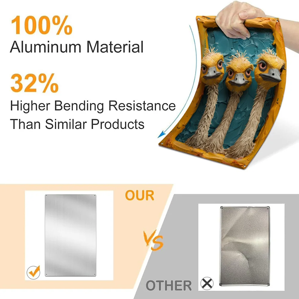 Винтажная Металлическая Жестяная Вывеска Страуса 8x12 Дюймов Забавный Уникальный