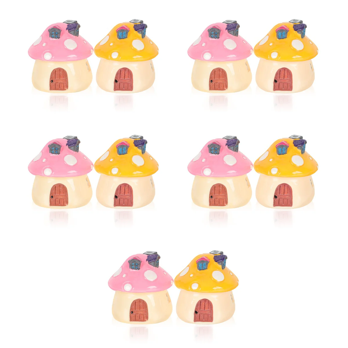 

10 Pcs Mushroom House Tiny House Accessories Mushroom Garden Decor Statue Tiny Figurines Miniature Decor Resin Tiny Mushrooms
