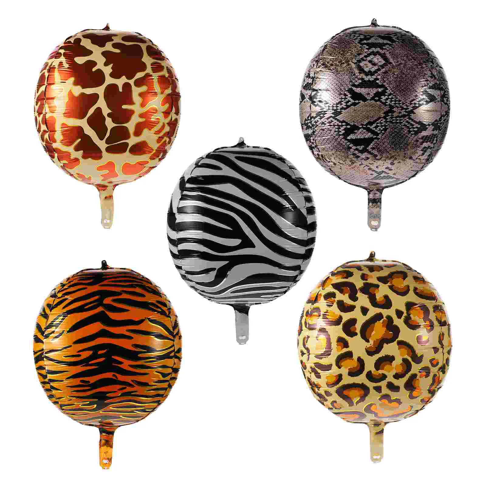 

5 Pcs Wildlife Decor Leopard Decor Aluminium Film Balloons Round Mylar Aluminum Balloon Animal Balloons