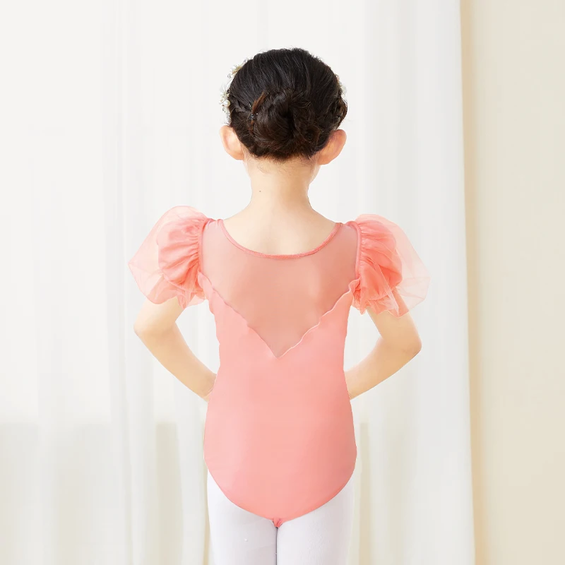 Балетное трико для девочек с пышными рукавами детское танцевальное рубашка