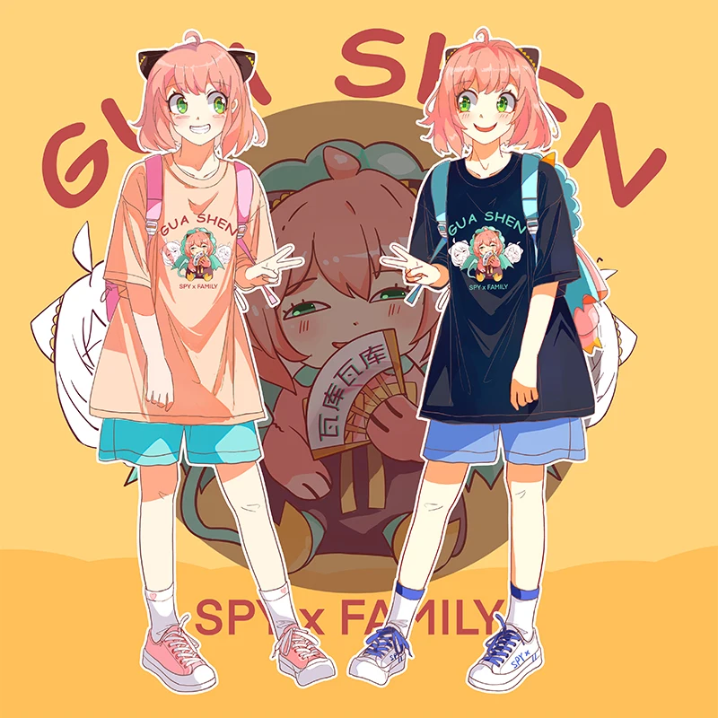 

Костюм косплея толстовщика аниме спай×семья Аня, женская и Мужская хлопковая футболка с коротким рукавом, летняя футболка с милым принтом, ...