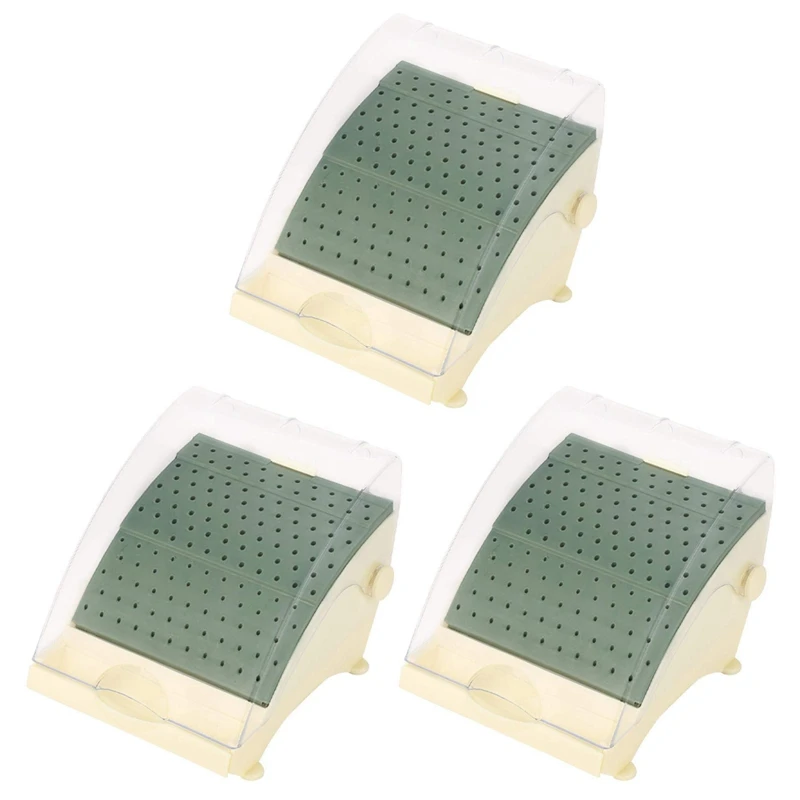 

3X 142 Holes Burs Bur Block Holder Holds /Holder Station+Pull Out Drawer