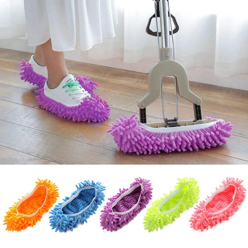 

4pcs Microfiber Chenille Floor Dust Slippers Mop Wipe Shoes Wigs Home Cloth Clean Shoe Cover Mophead Overshoes Cleaning Tools
