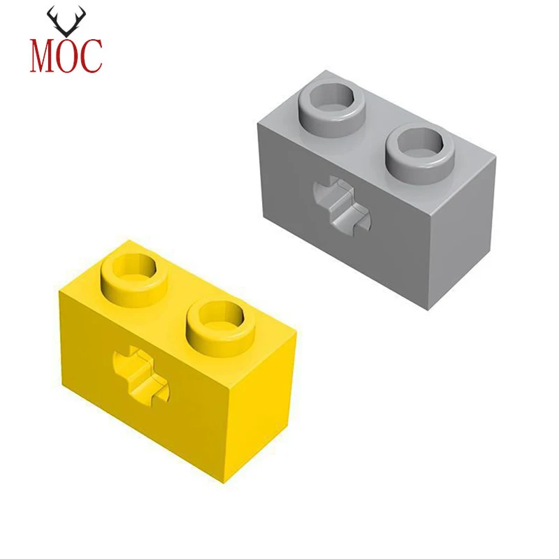 

10Pcs MOC Parts 32064 31493 High-tech Brick 1 x 2 with Axle Hole Compatible Bricks DIY Assmble Building Blocks Particle Kid Toy