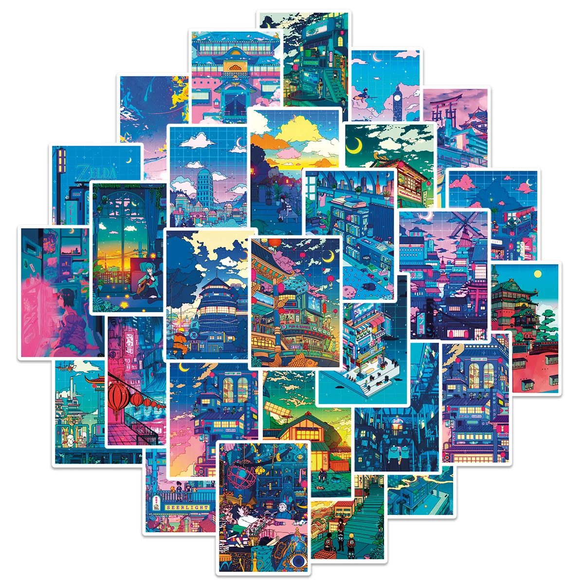 Декоративные наклейки в стиле аниме 10/25/50 шт