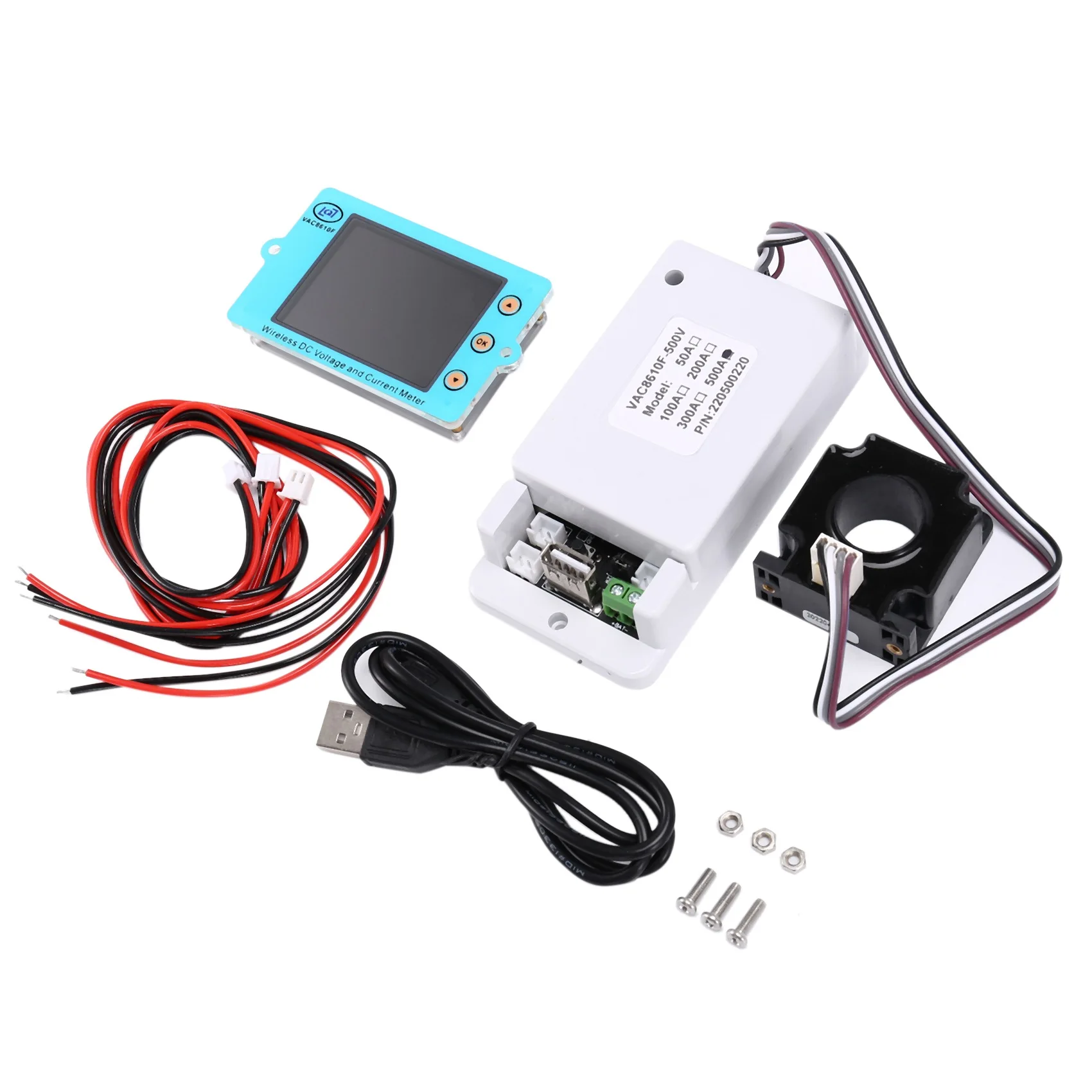 

2.4Inch DC 500V Wireless Voltage Meter Voltmeter Ammeter Solar Battery Charging Coulometer Capacity Power Detector(500A)